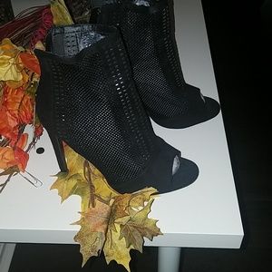 Black Mesh Peeptoe bootie
